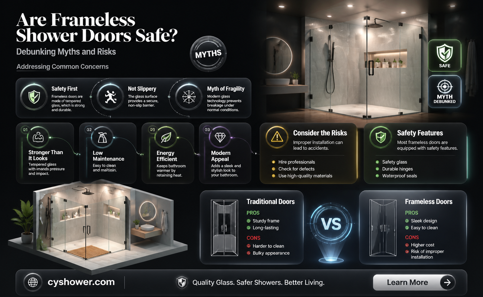are frameless shower doors dangerous