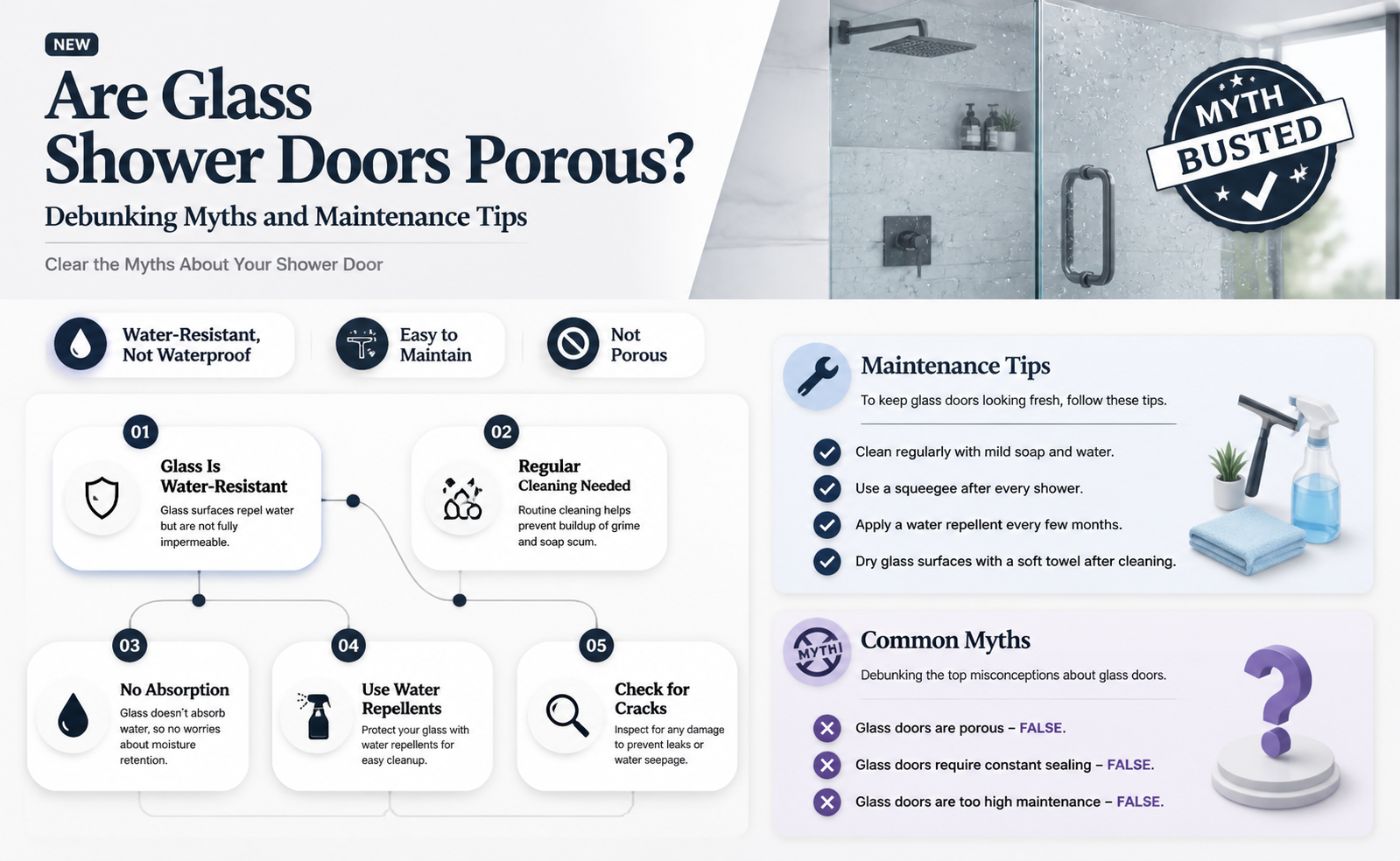 are glass shower doors porous
