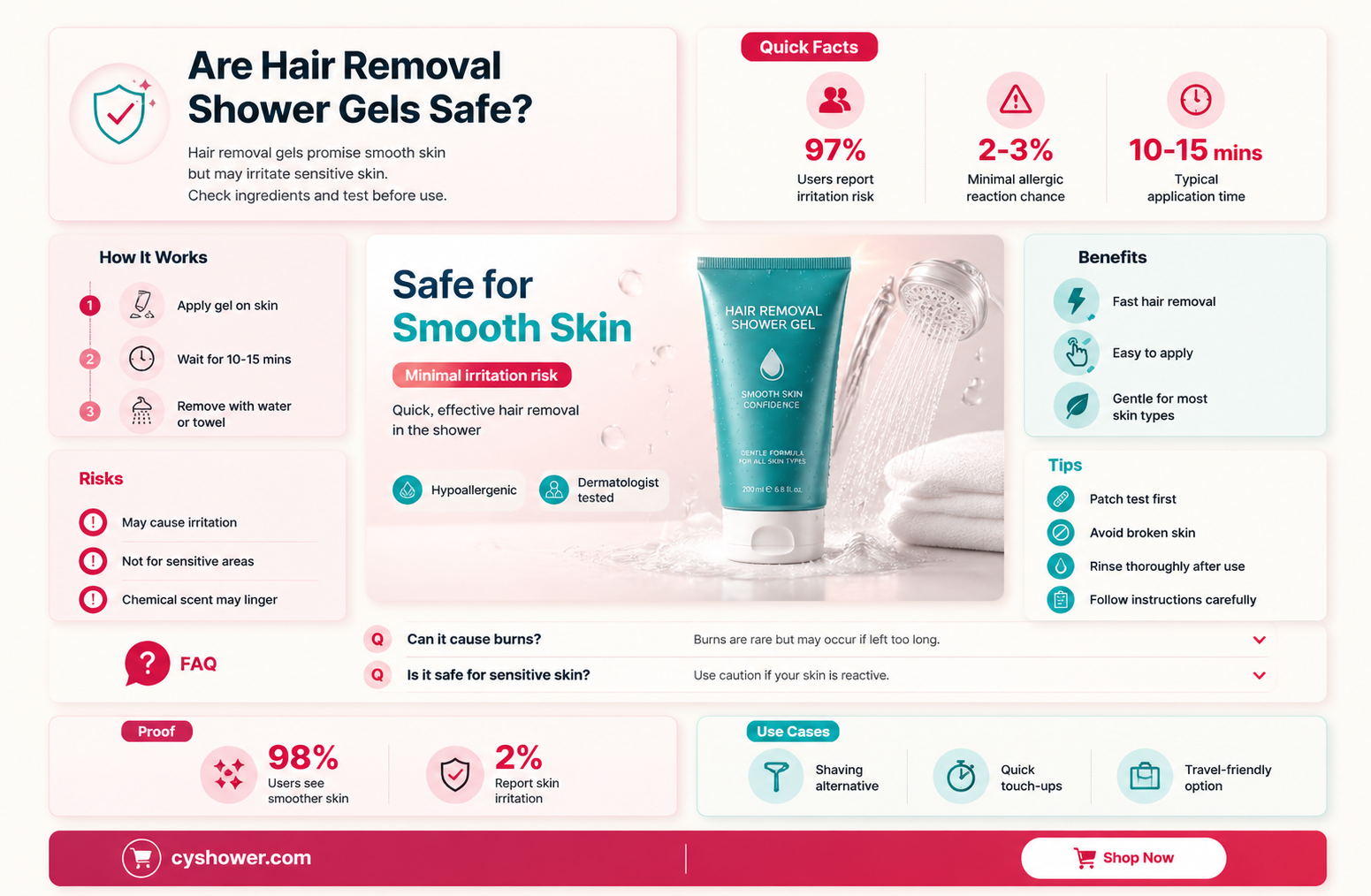 are hair removal shower gels safe