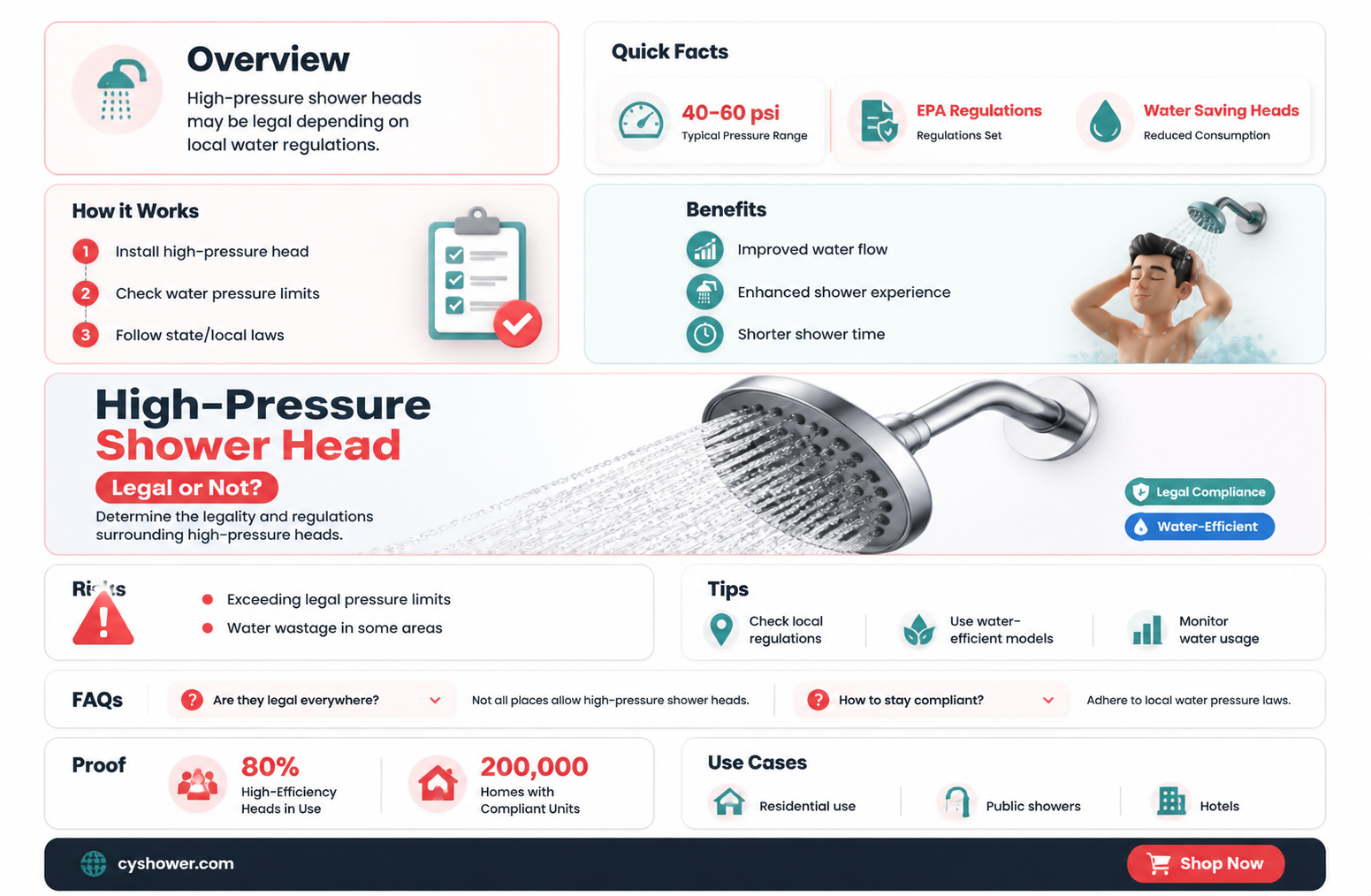 are high pressure shower heads legal