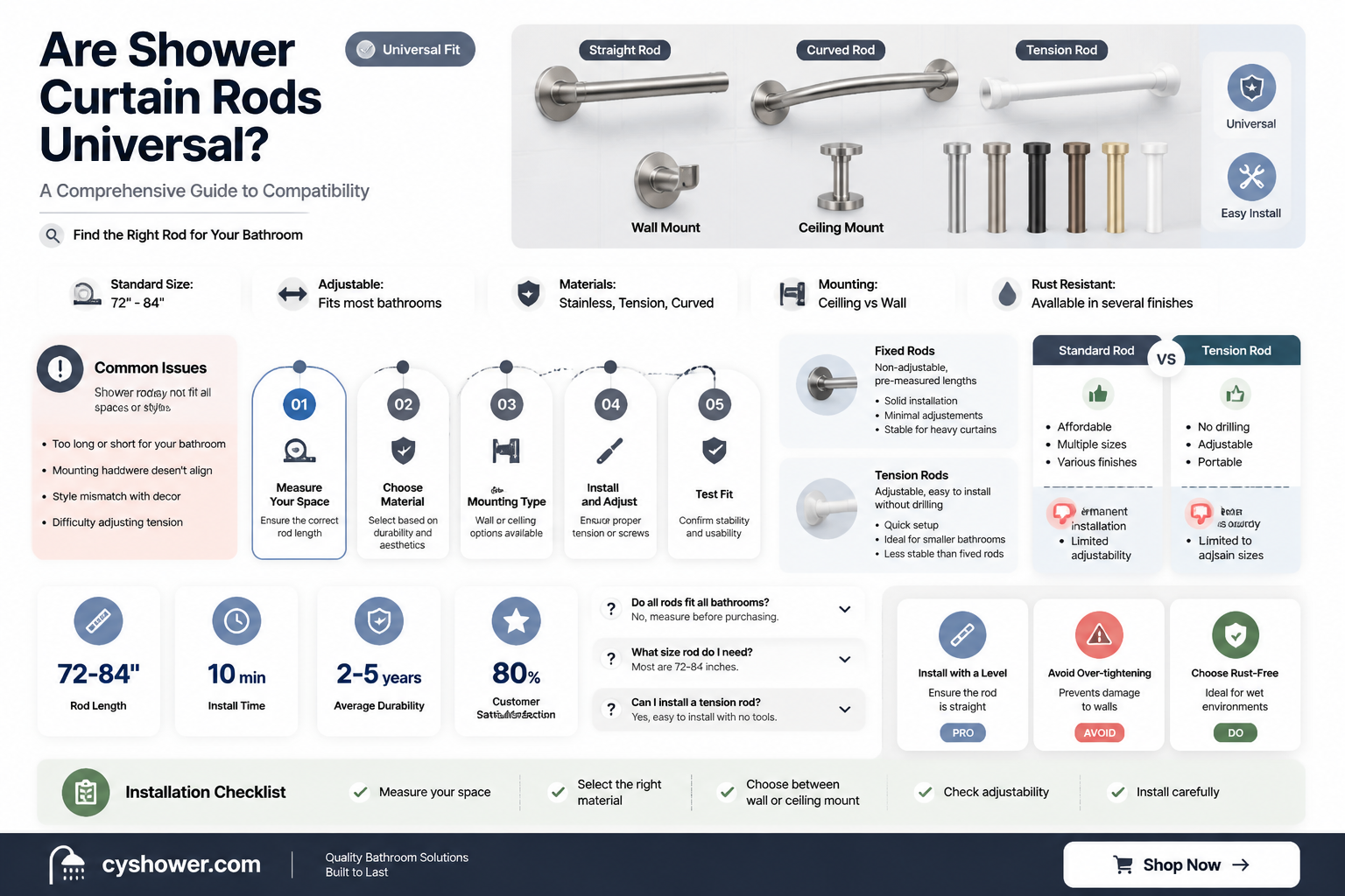 are shower curtain rods universal