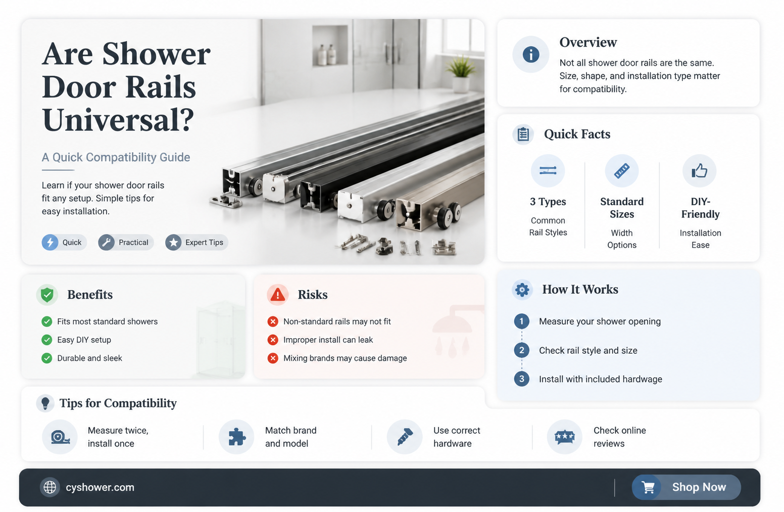 are shower door rails universal