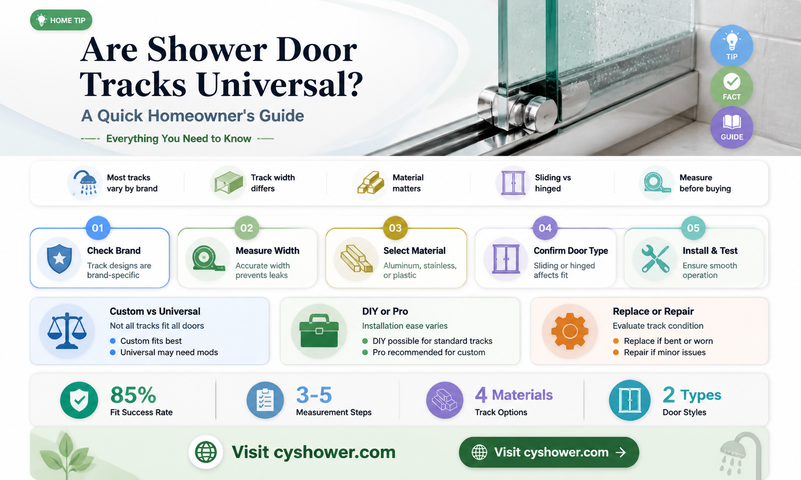 are shower door tracks universal
