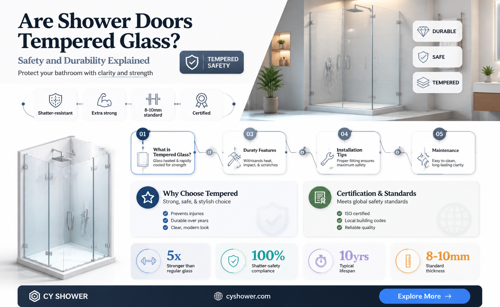 are shower doors tempered glass