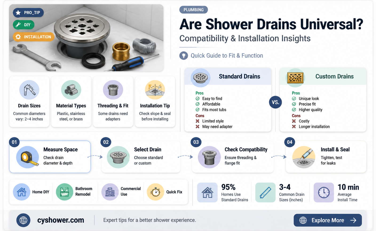 are shower drains universal