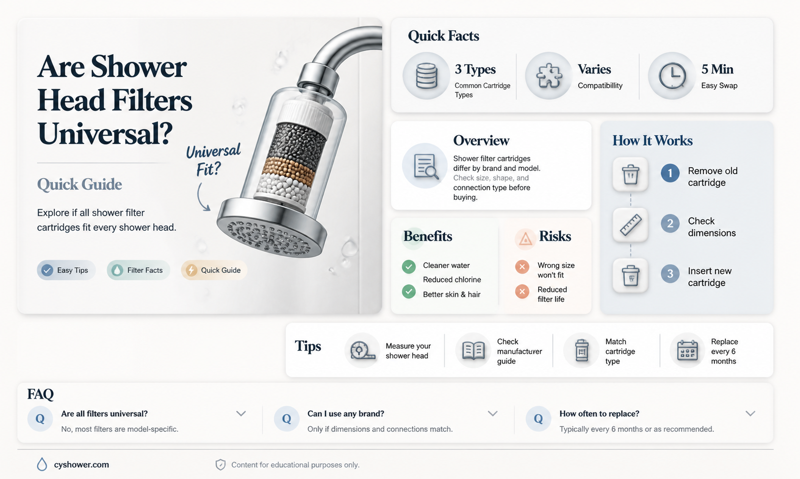 are shower head replacement filter cartridges universal