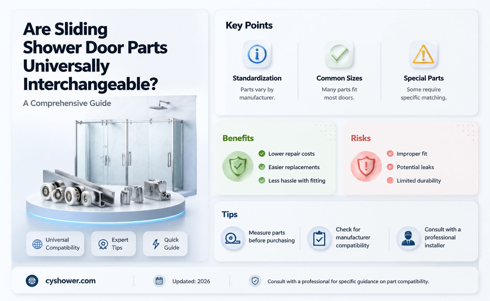 are all sliding shower door parts interchangeable