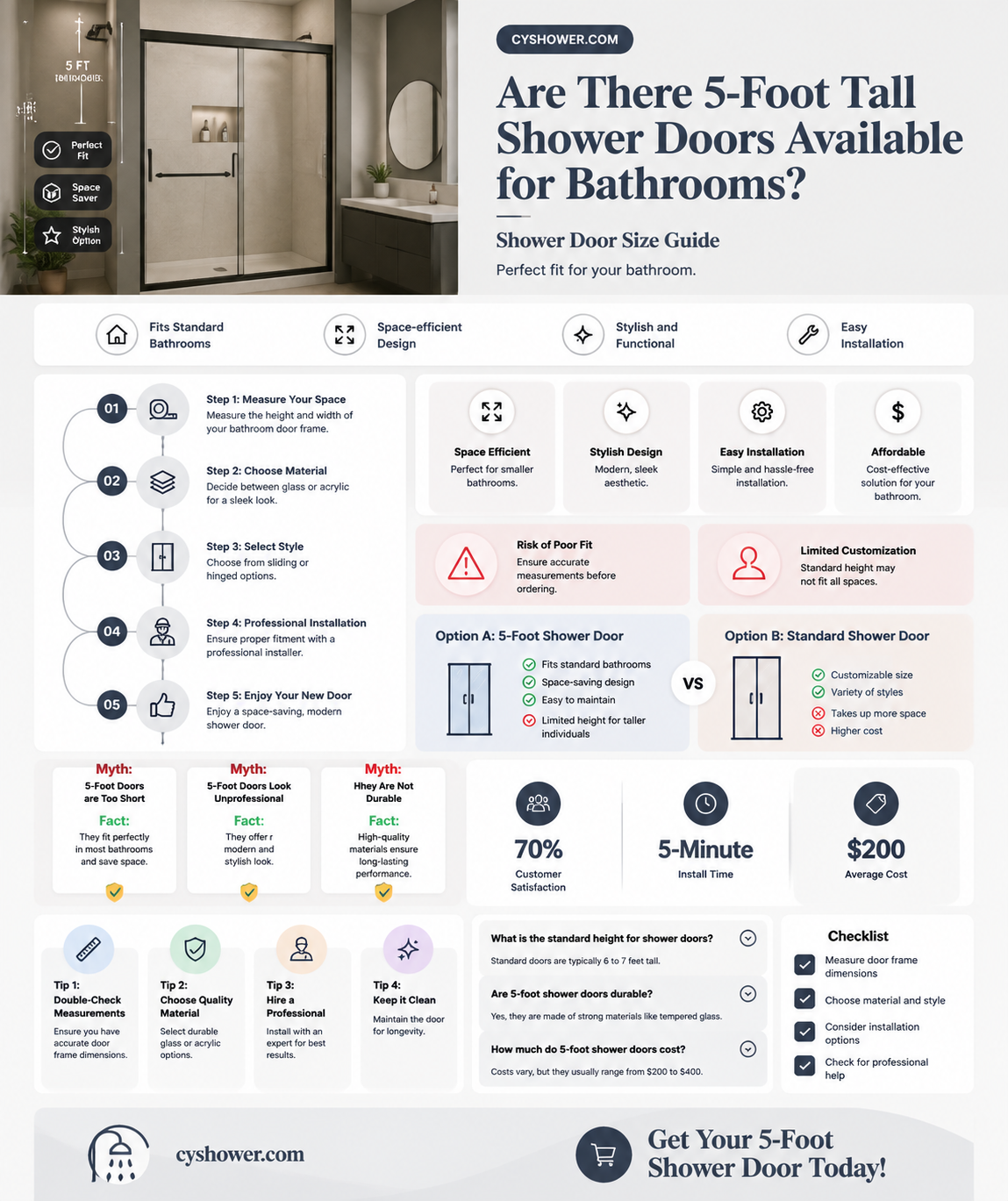 are any shower doors 5 foot tall