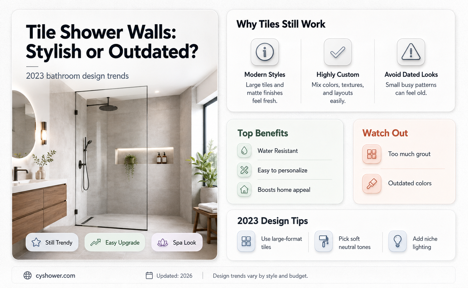 are tile walls in the shower outdated
