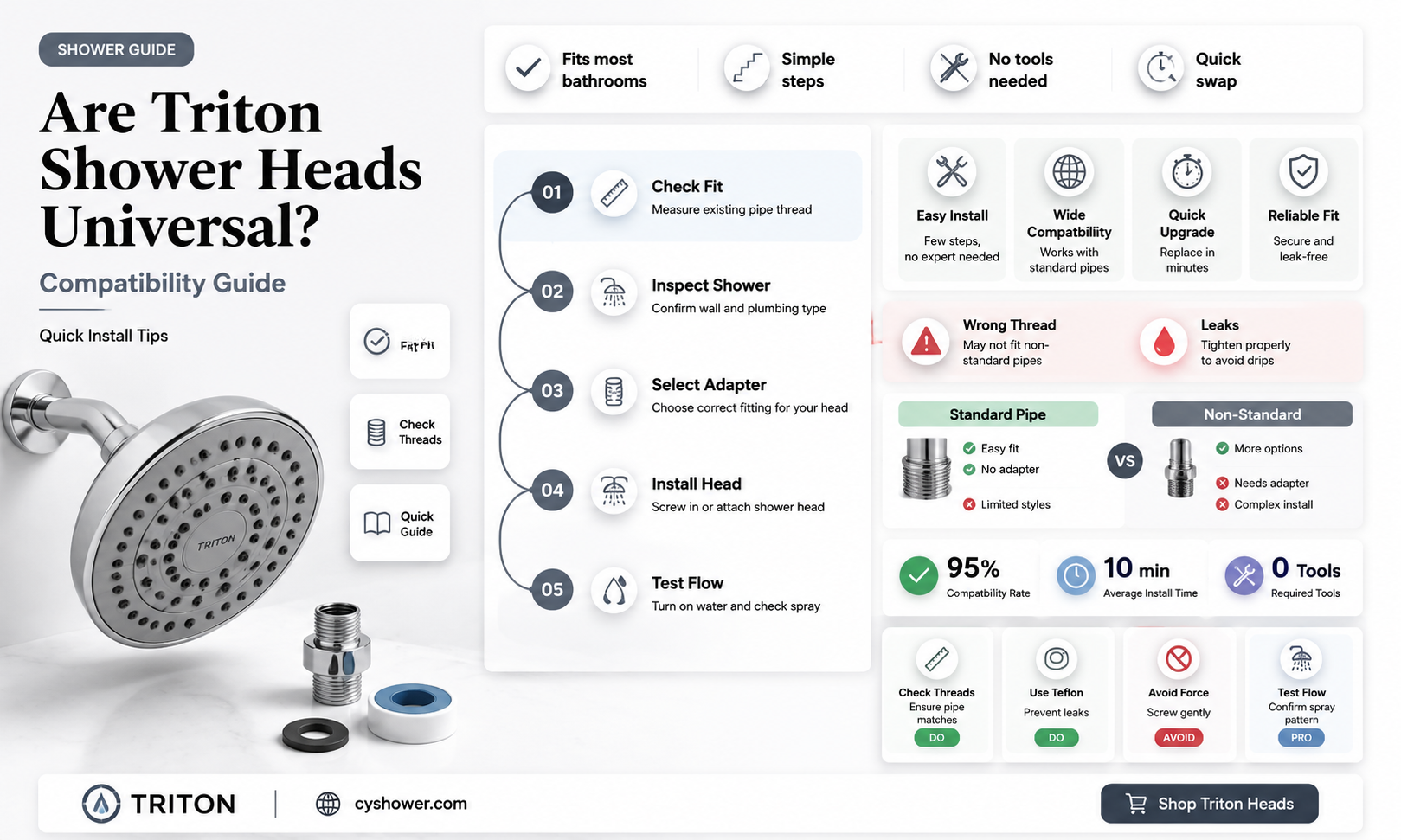 are triton shower heads universal