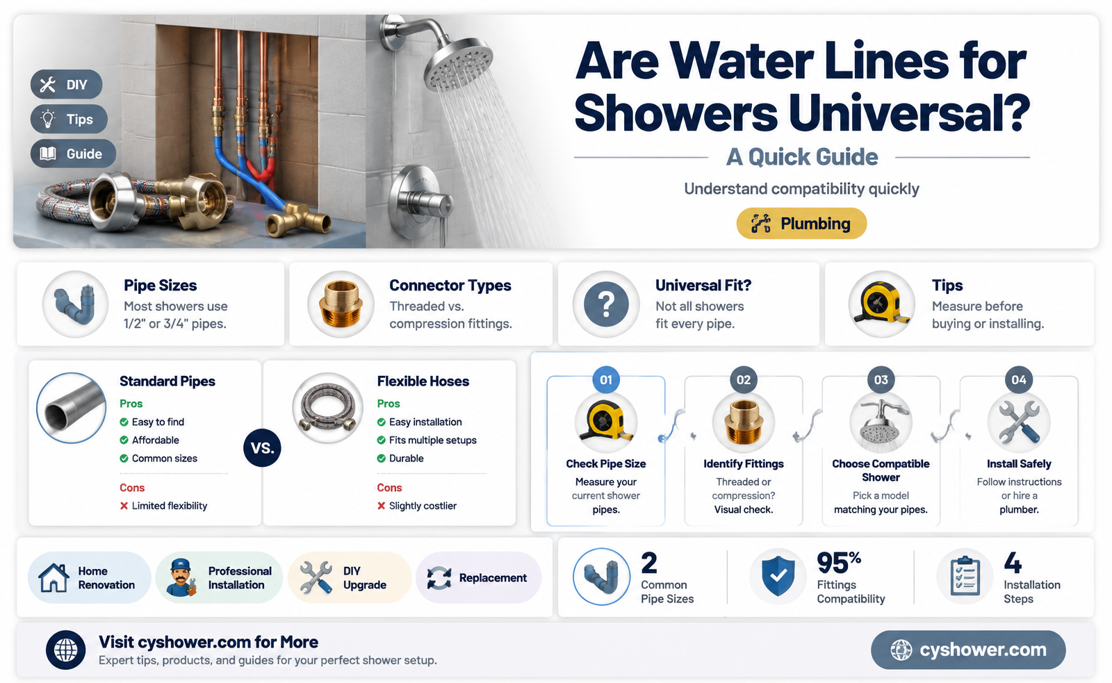 are water lines shower universal