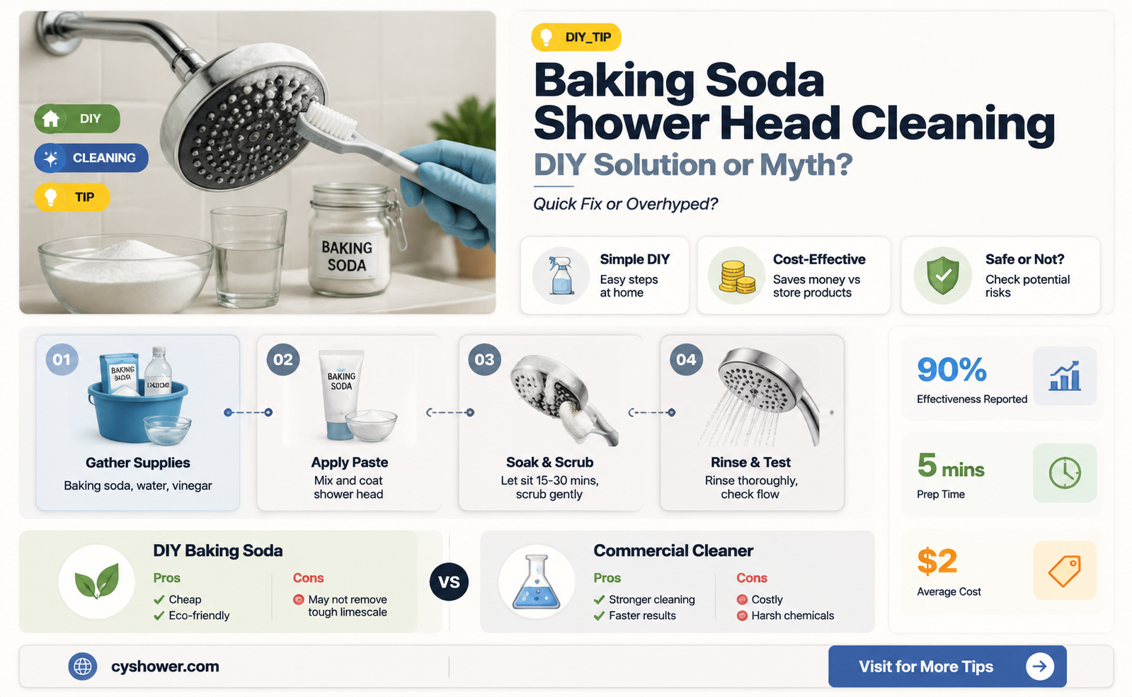 can baking soda clean shower head