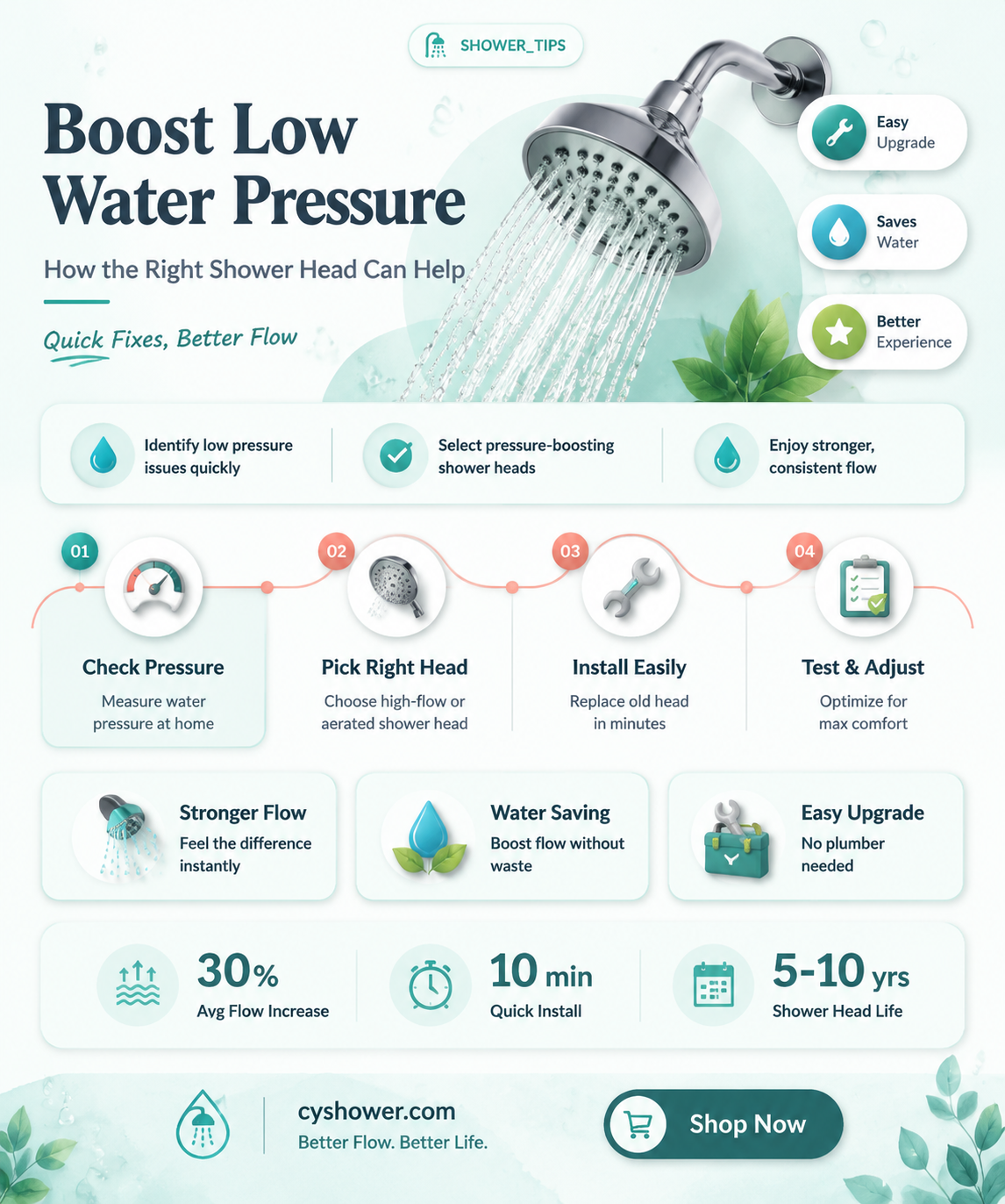 can a shower head help with low water pressure