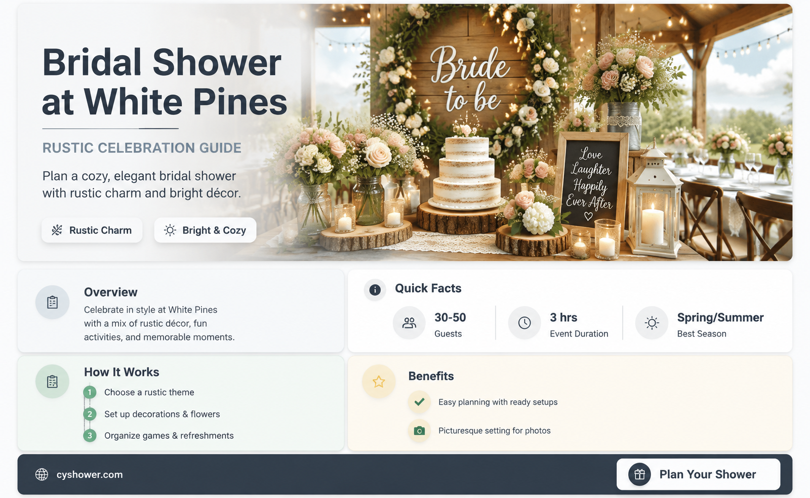 can i have a bridal shower out at white pines