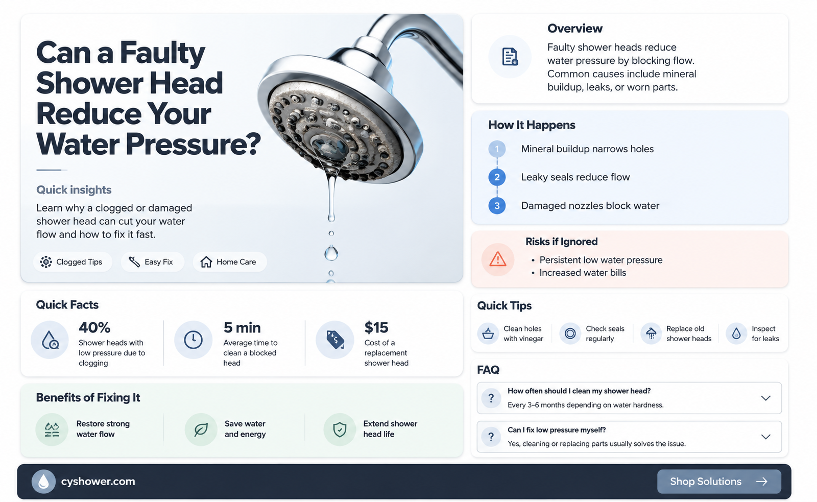 can a bad shower head cause low water pressure