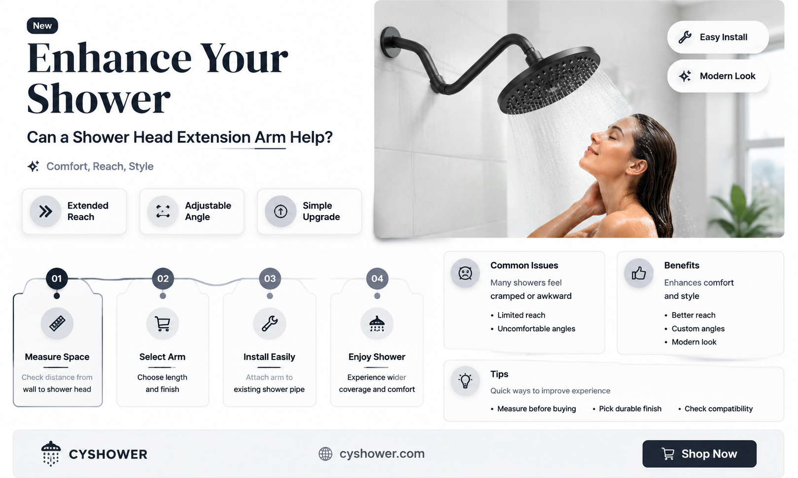 can a shower head be extension arm