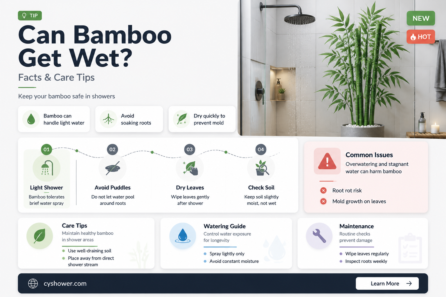 can bamboo get wet in shower