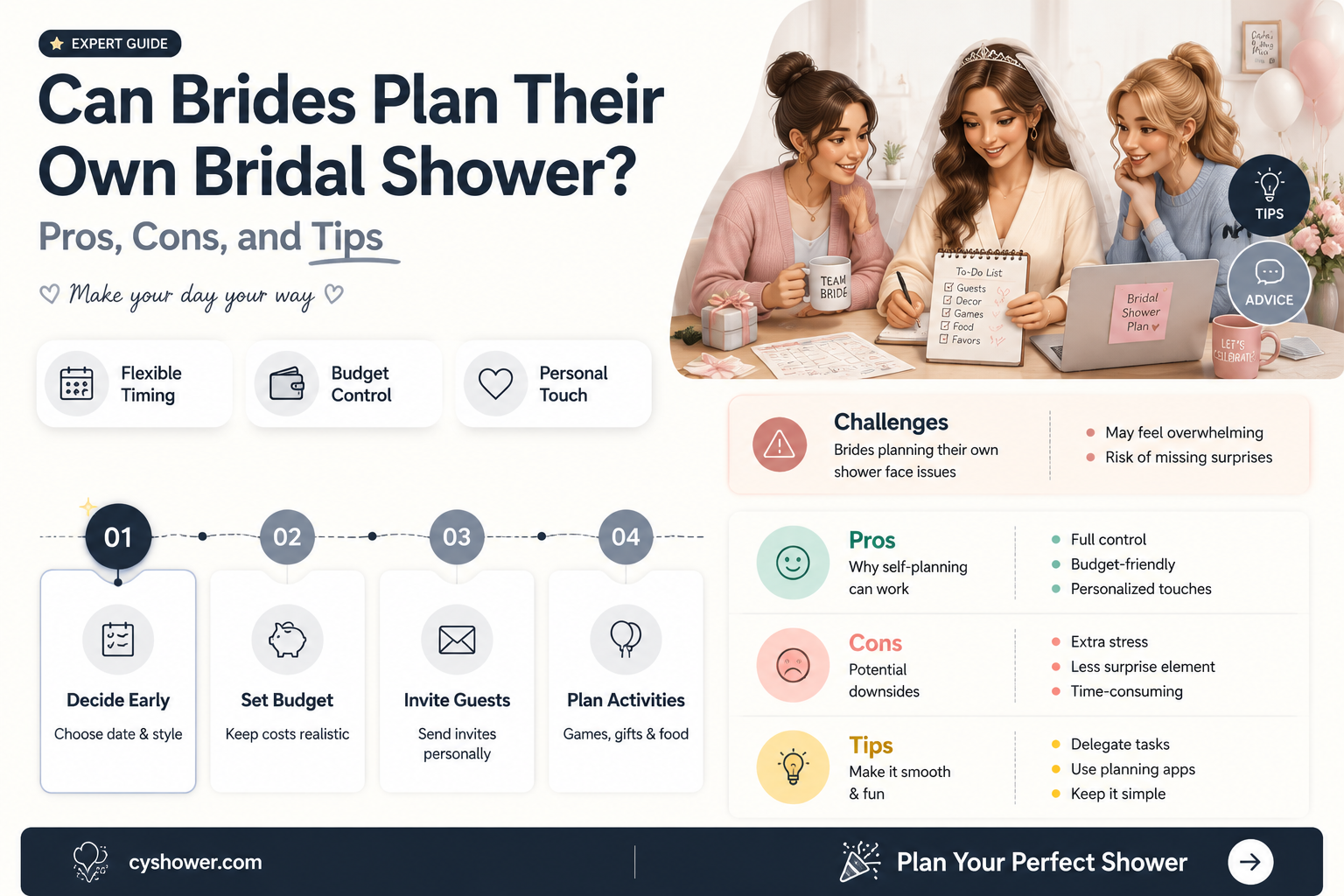 can a bride plan her own bridal shower