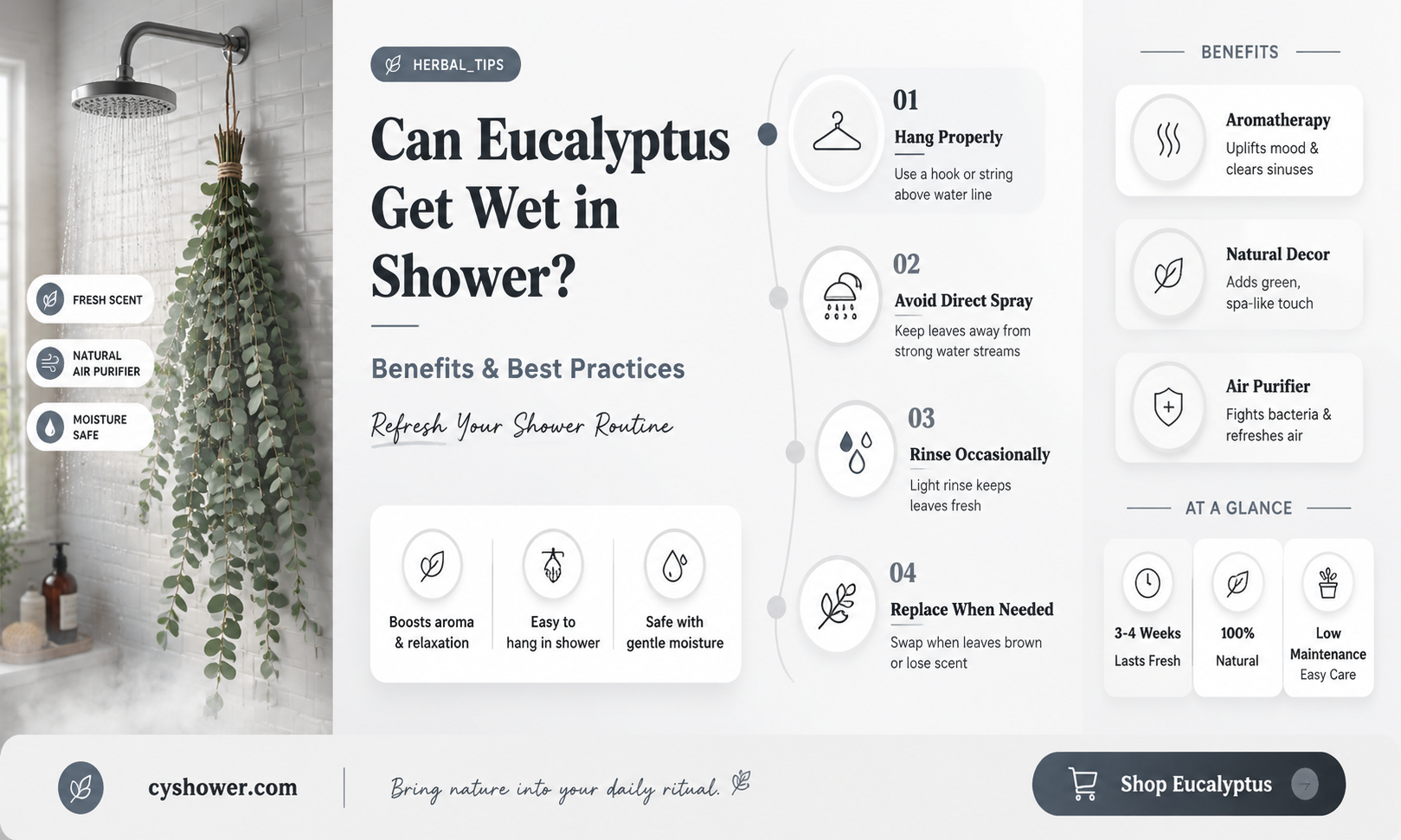 can eucalyptus get wet in shower