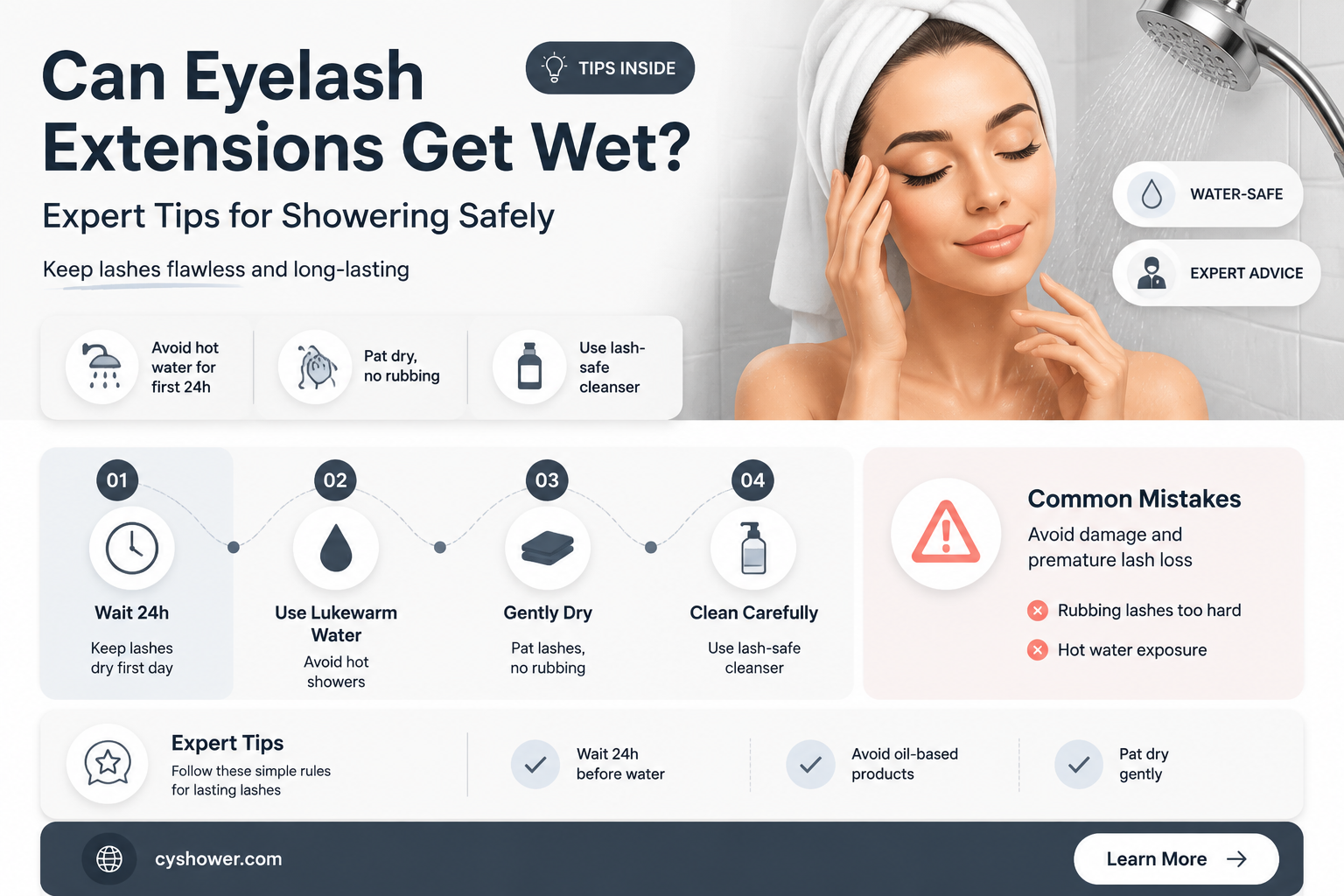 can eyelash extensions get wet in shower