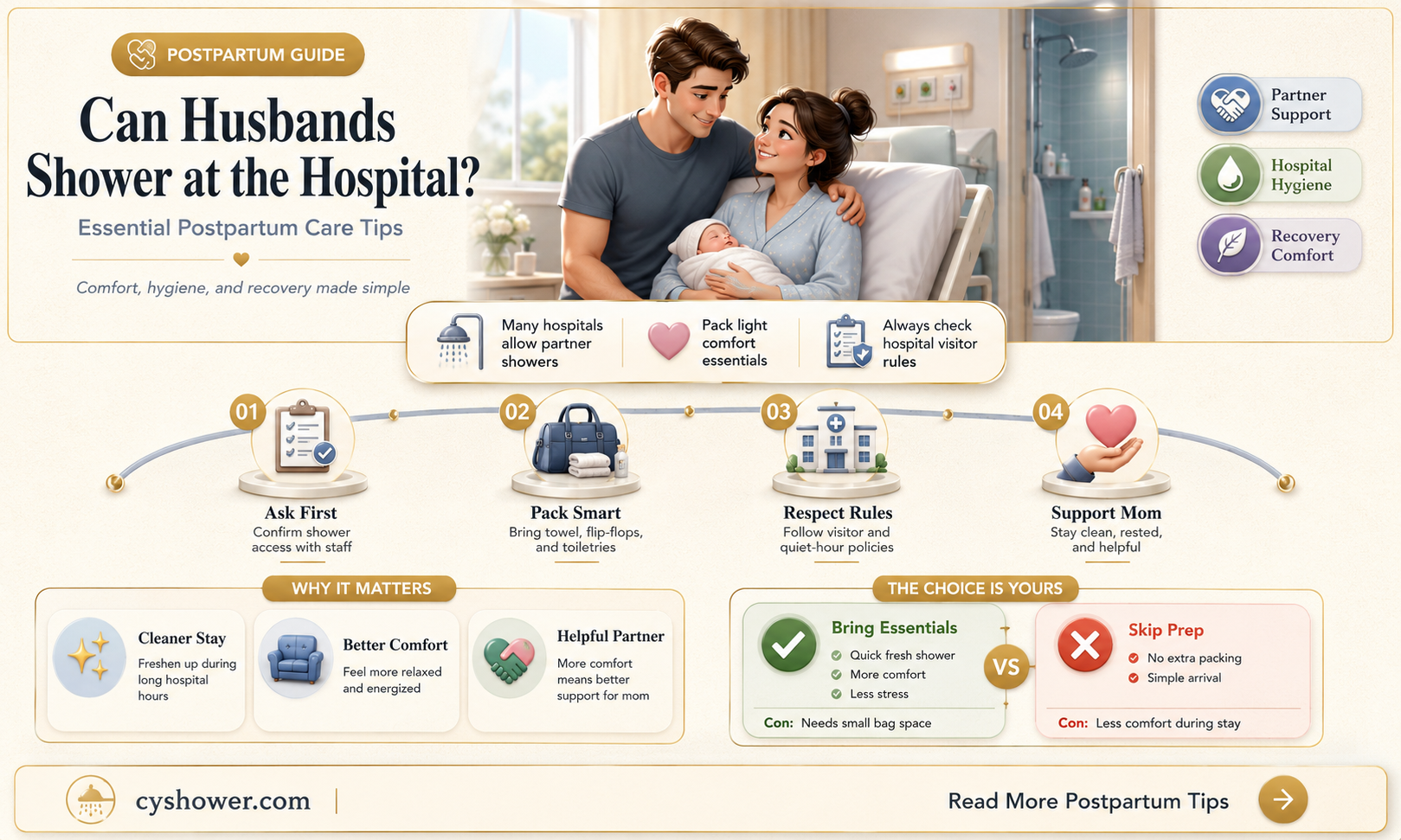 can husband take shower at hospital