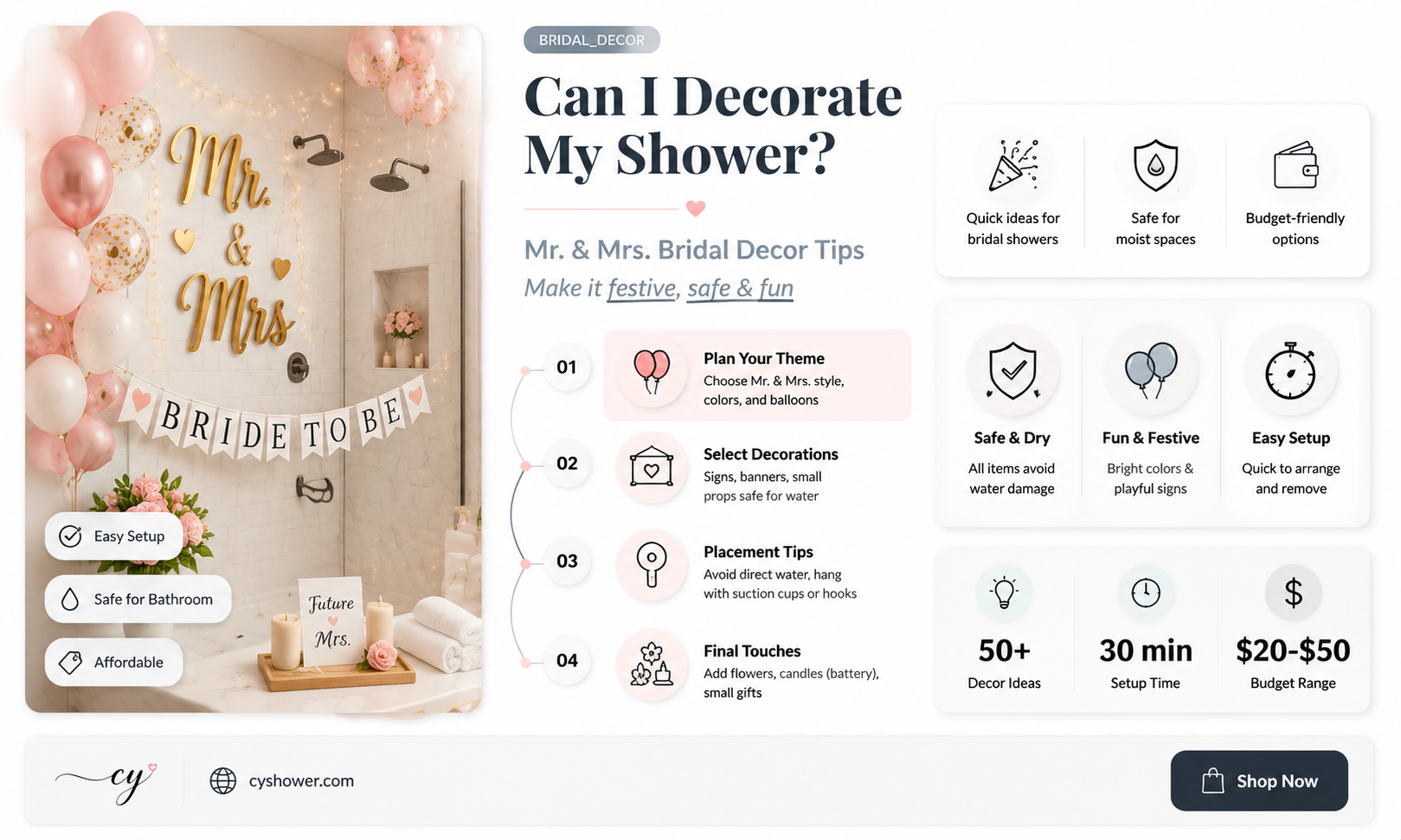 can i decorations shower with mr and mrs bridal