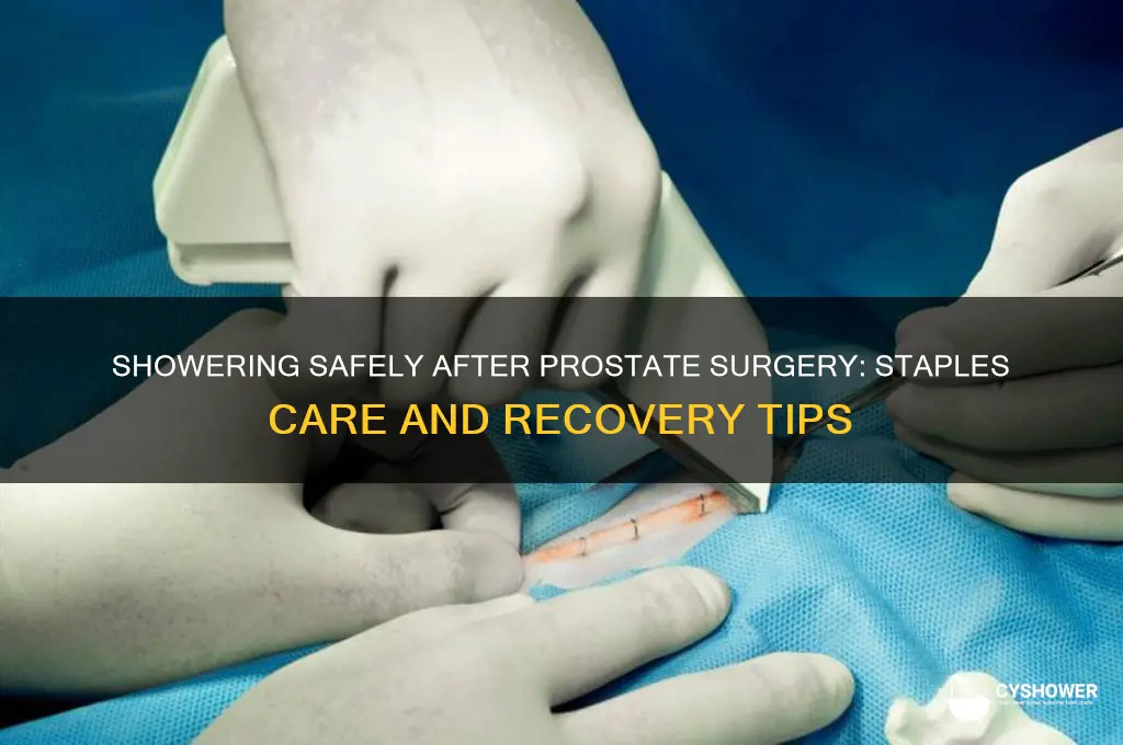 can i shower after prostate surgery staples