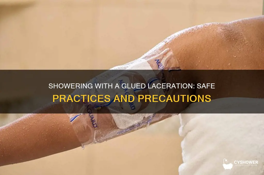 can i shower with a laceration glued closed