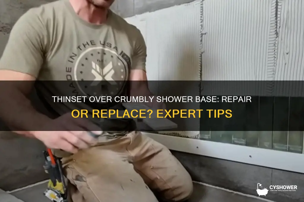 can i thin set over crumbly shower base