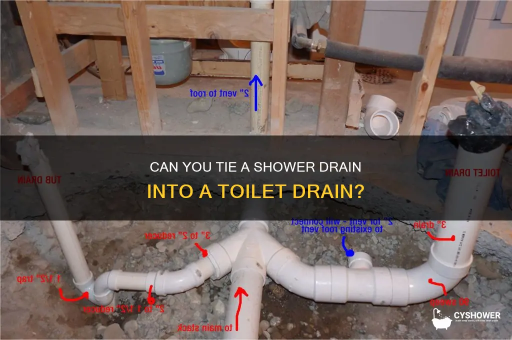 can i tie a shower drain into a toilet drain