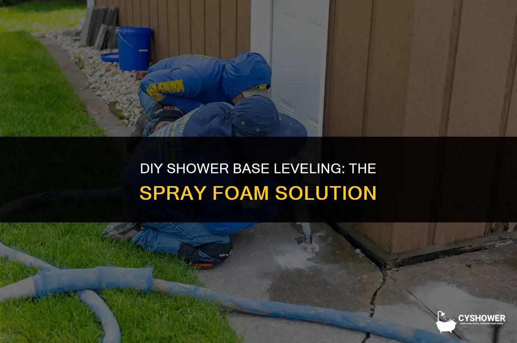 can i use spray foam to level a shower base