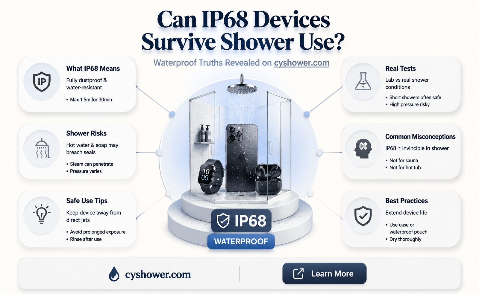 can ip68 work in a shower