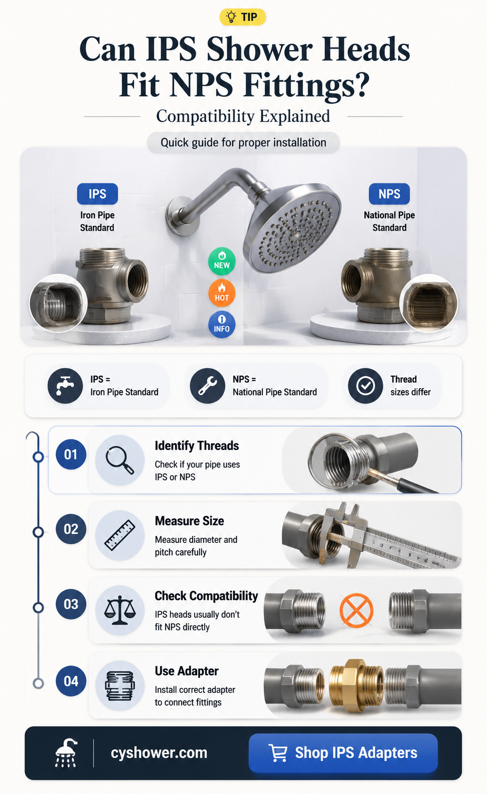 can ips shower head go on nps fitting