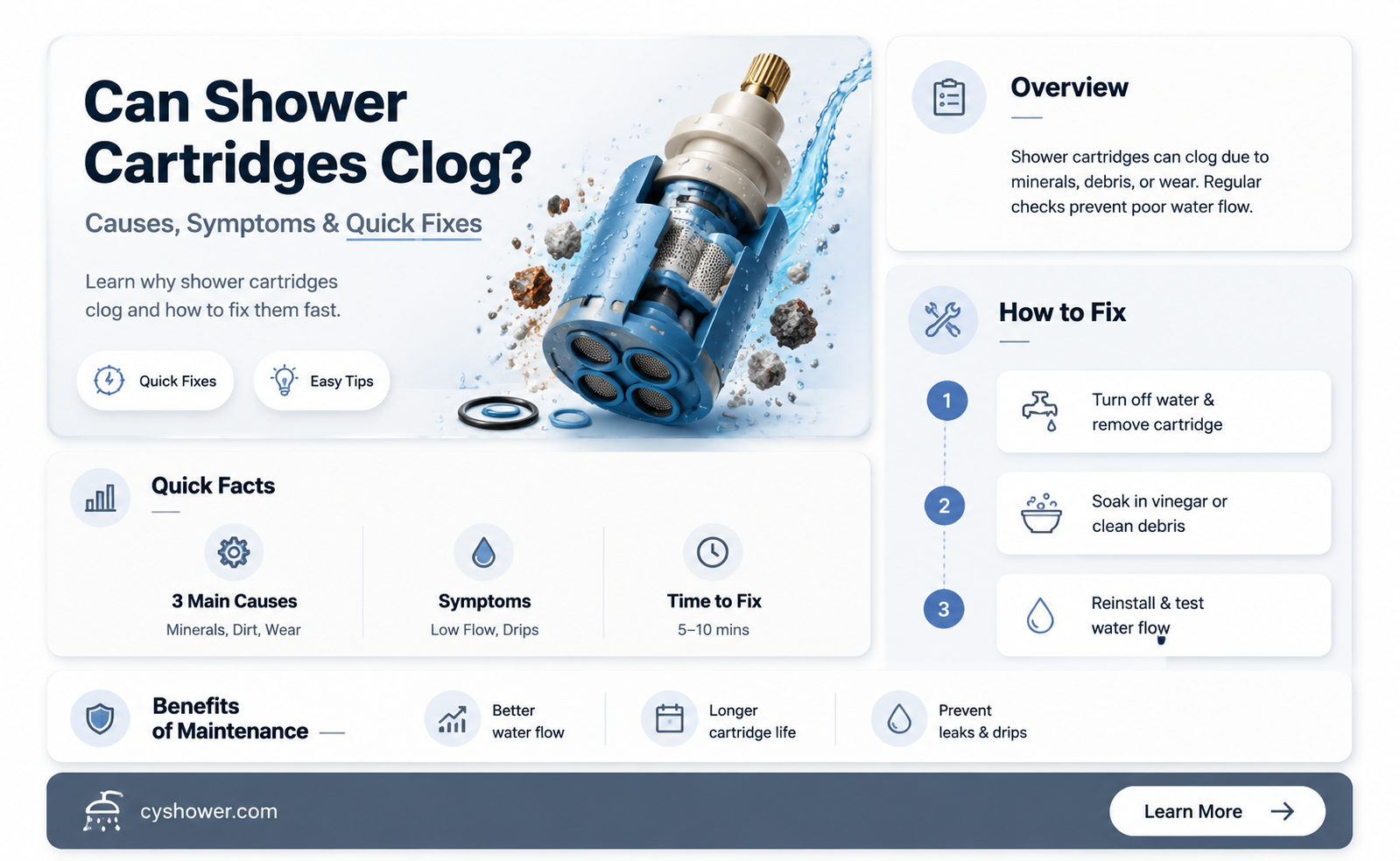 can a shower cartridge get clogged