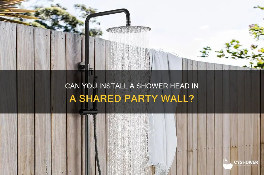 can shower head be placed in party wall
