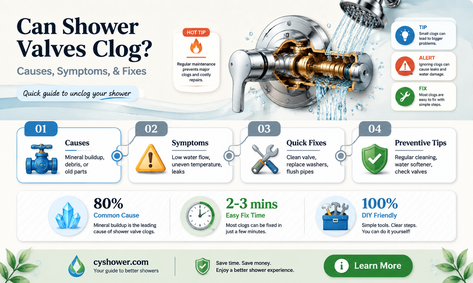 can a shower valve get clogged