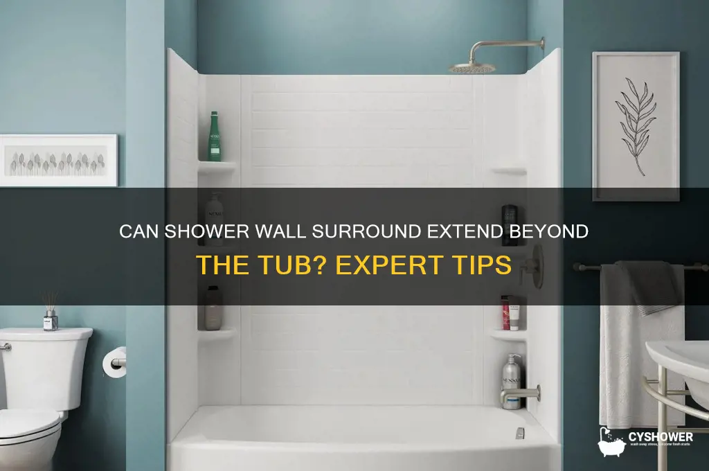 can shower wall surround go past tub