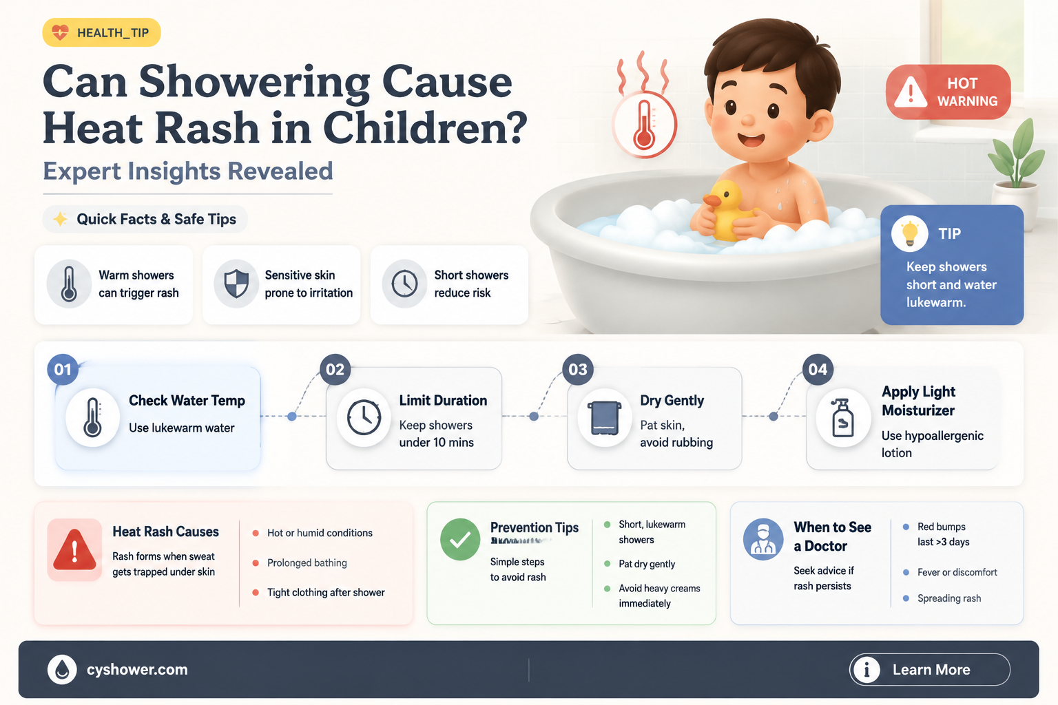 can a child get heat rash from shower