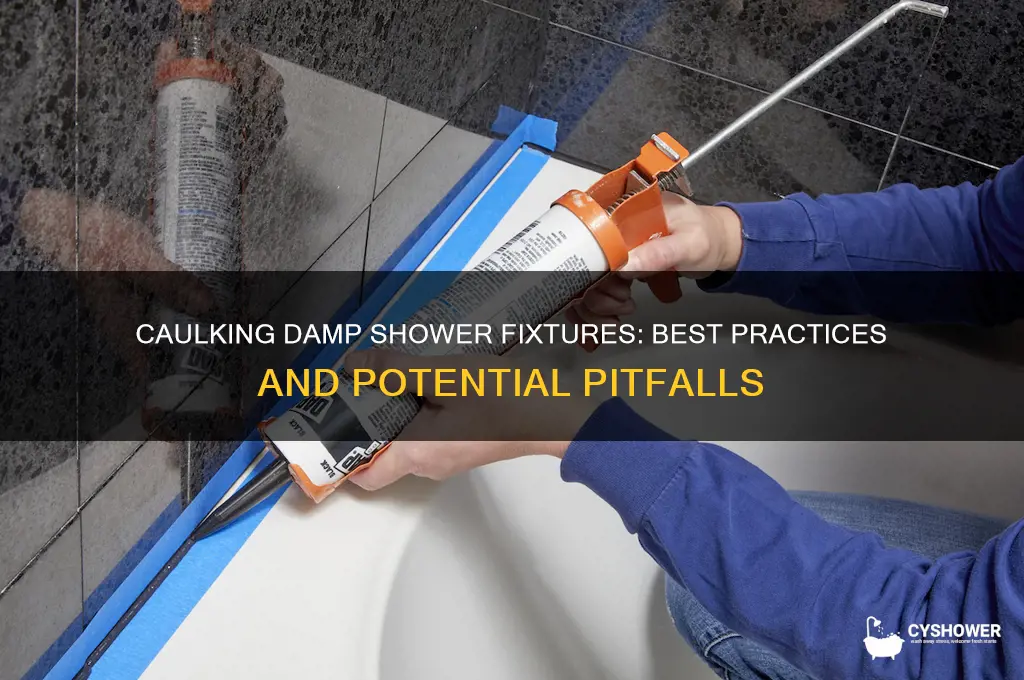 can you caulk a damp shower fixtures