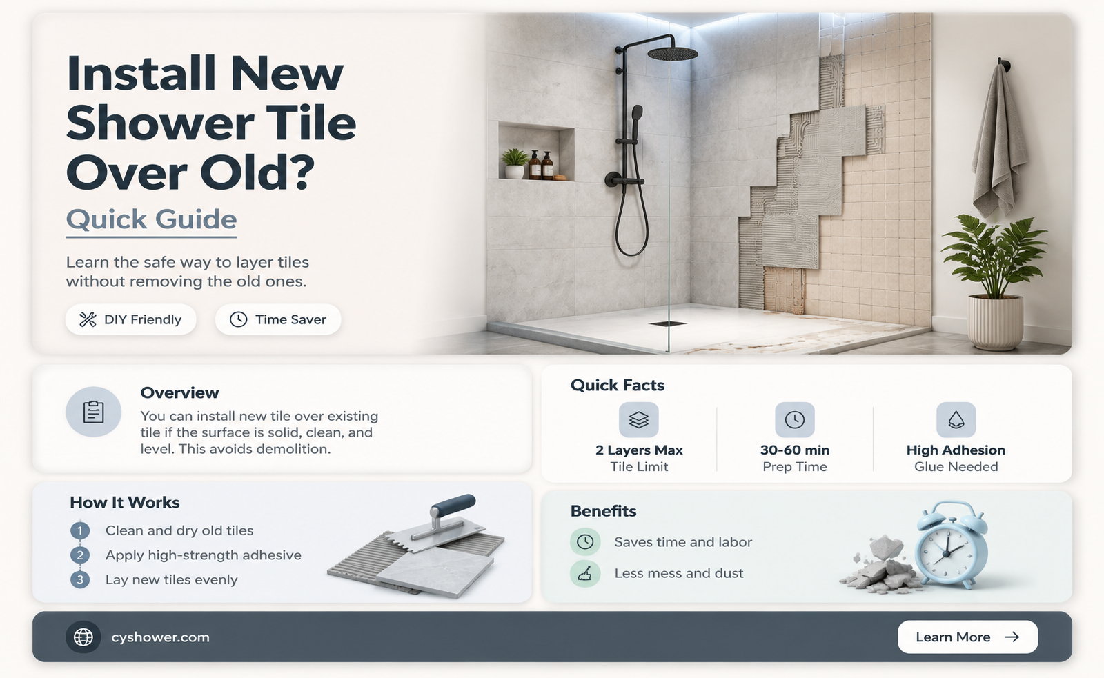 can i put tile on top of tile in shower