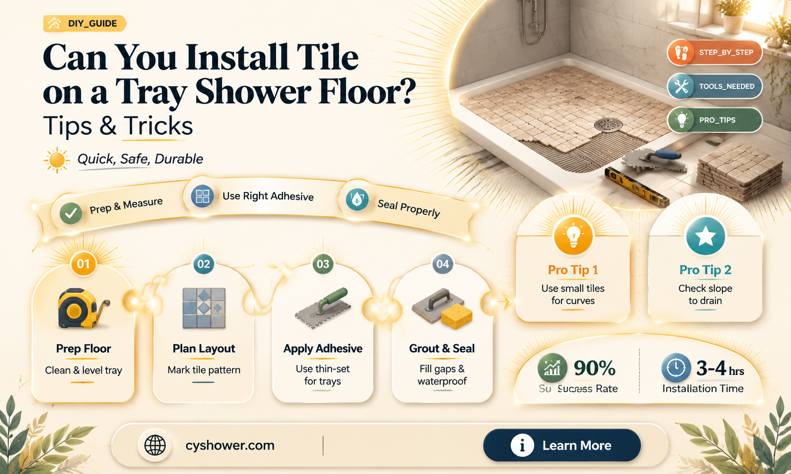 can i put tile on my tray shower floor