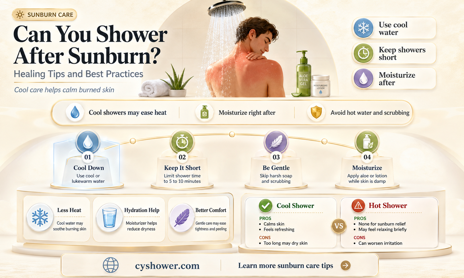 can i shower after sunburn
