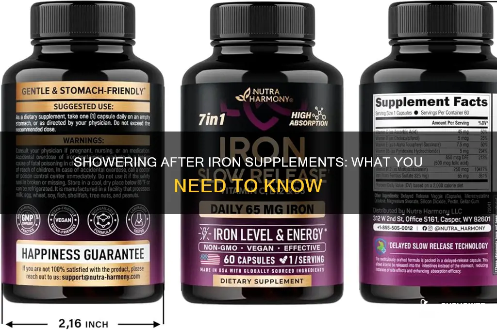 can you shower after take iron supplements
