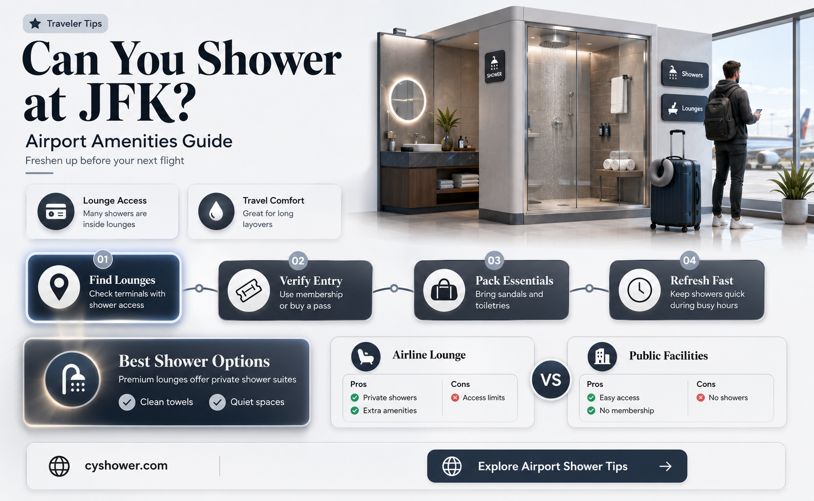 can i shower at jfk
