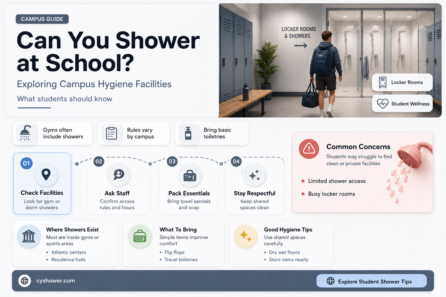can i shower at school