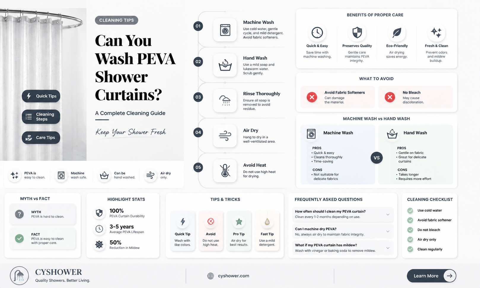 are peva shower curtains washable