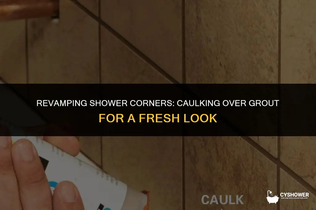can your caulk over grout in a shower corner