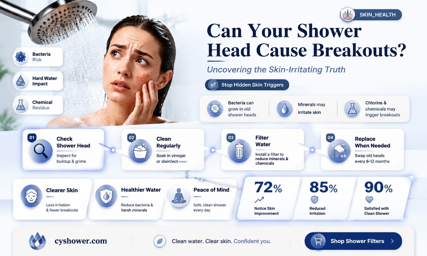can a shower head make you break ou