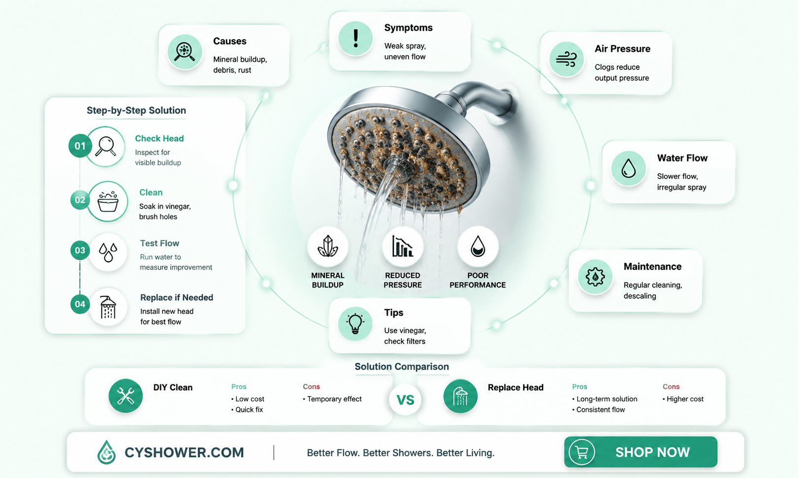 can a clogged shower head affect air pressure