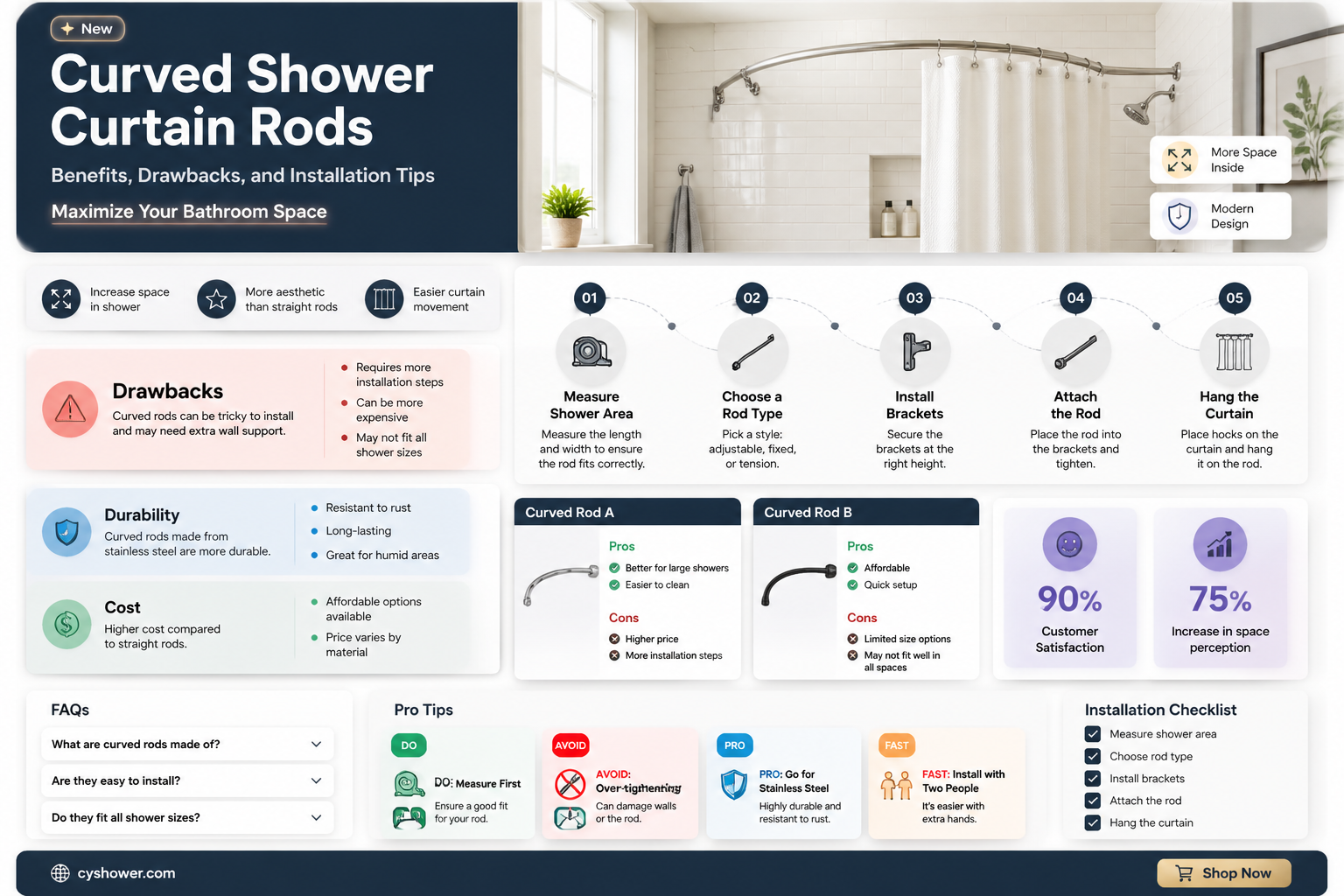 are curved shower curtain rods good